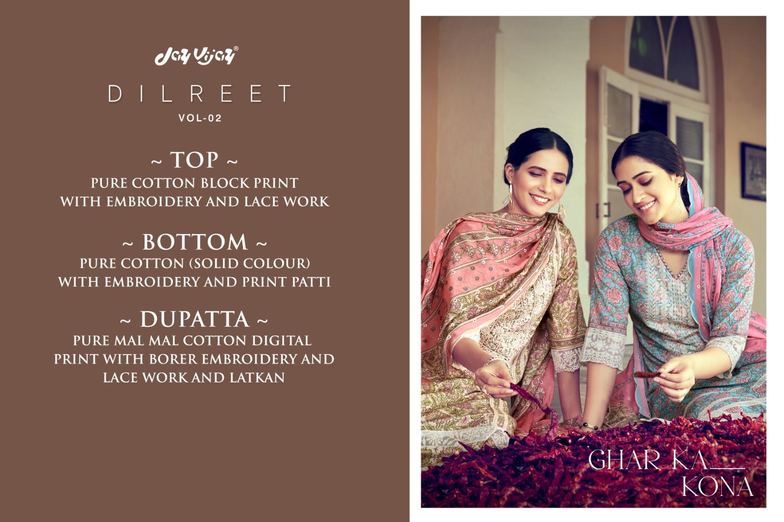 Jay Vijay Dilreet Vol 2 Cotton Salwar Suits Catalog
